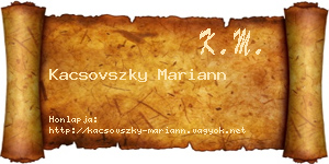 Kacsovszky Mariann névjegykártya