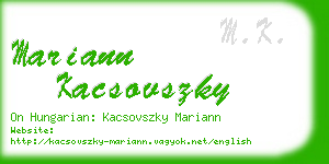 mariann kacsovszky business card